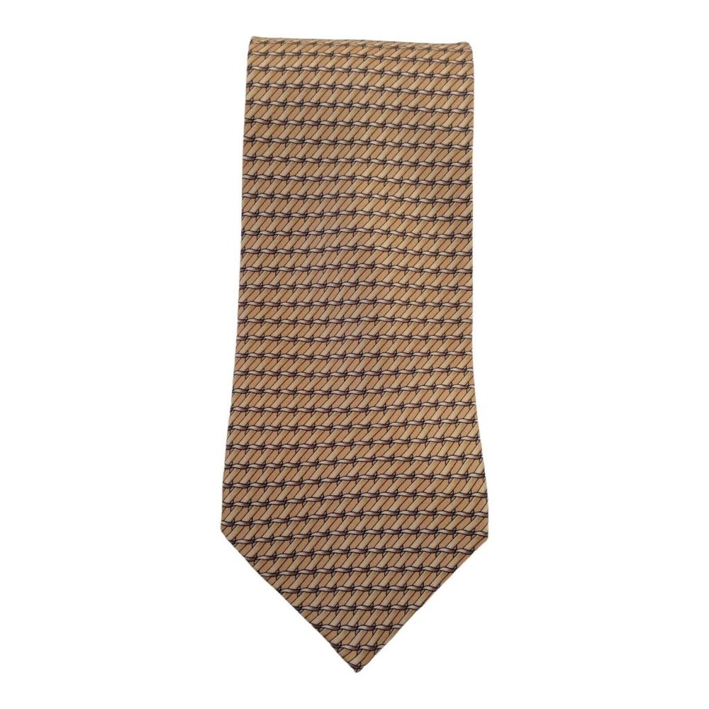 LANVIN PARIS Gold Chain Link Silk Tie Made In France 58"-3".1/2 EX COND - Picture 7 of 8